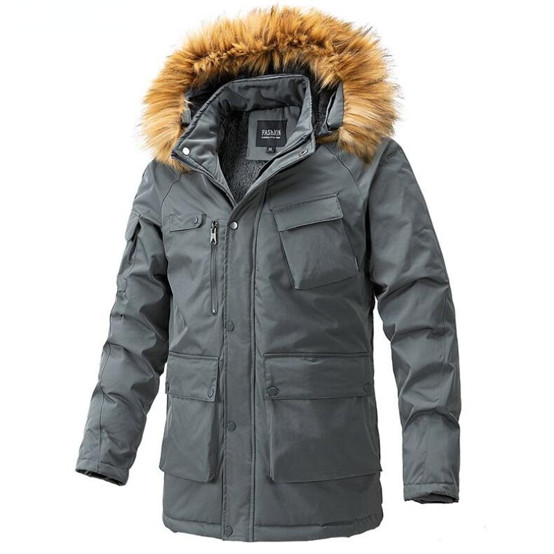 2024 New Winter Men Long Coat Military Fur Hood Warm Tactical Bomber Army Korean Thick Multi Pockets Overcoat Male Warm Parka