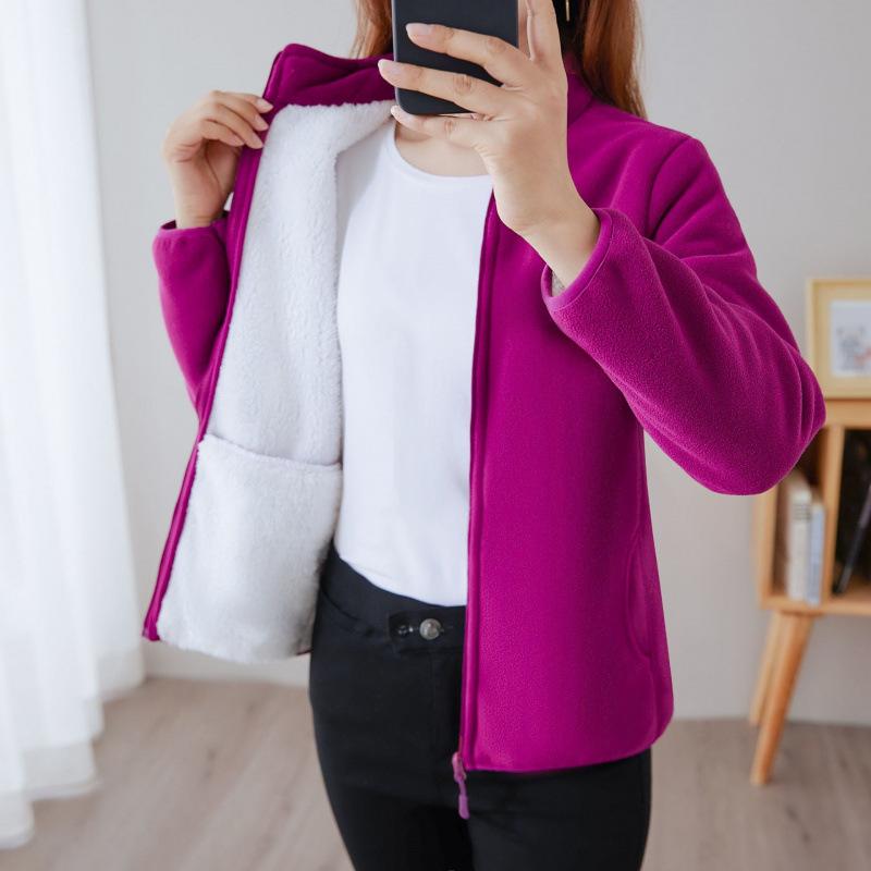 

Autumn and Winter Coat Women s Fleece Thickened Warm Fleece Top Loose Mother Outfit XL