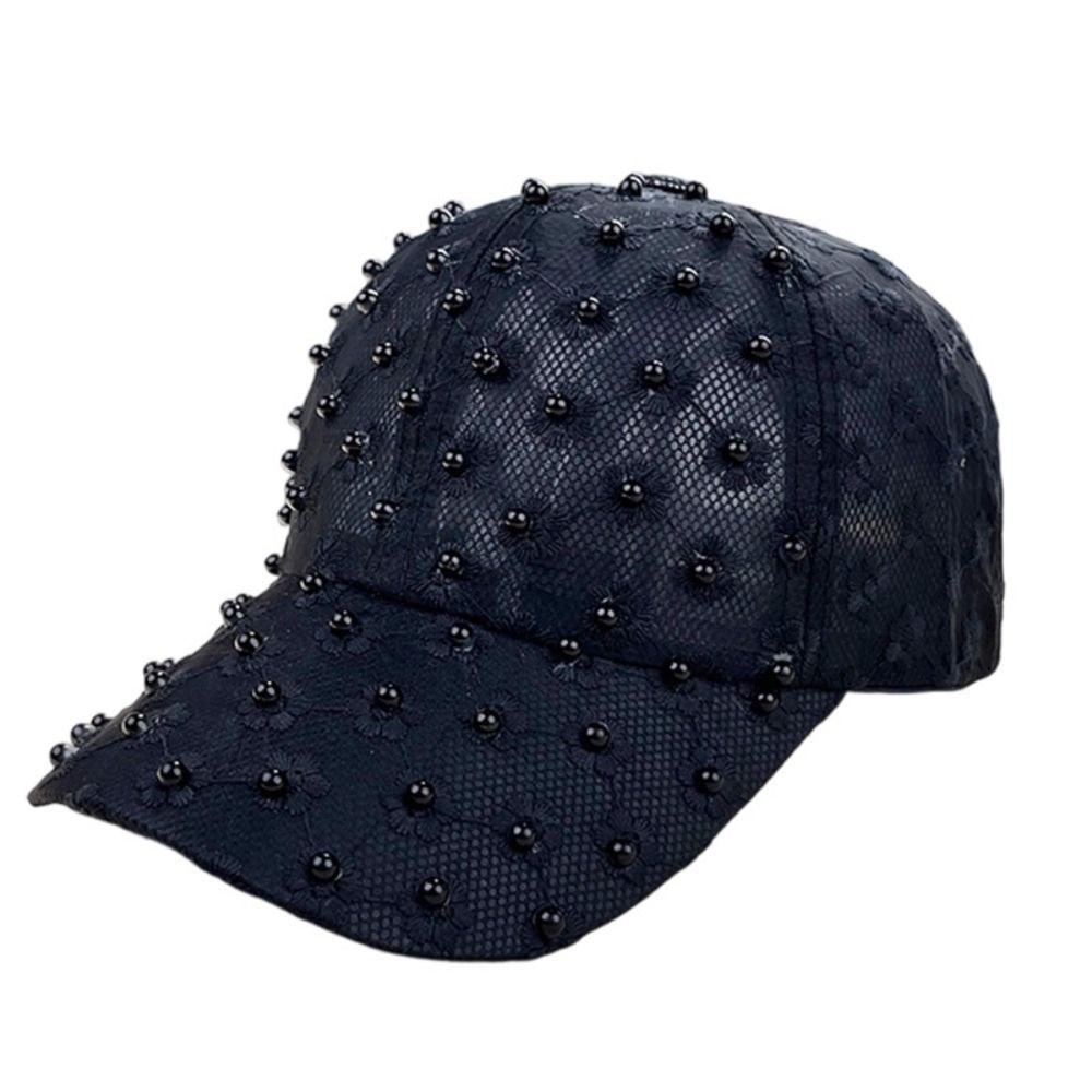 Breathable Embroidered Flower Baseball Hat Adjustable Mesh Peaked Hat Lace Baseball Cap Women
