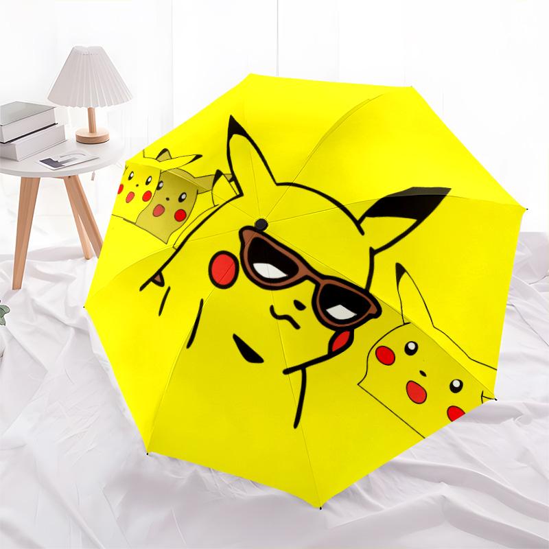 

Happy Pikachu pattern, automatic folding umbrella, portable and foldable design, 8 ribs, a Christmas or birthday gift. різнокольоровий