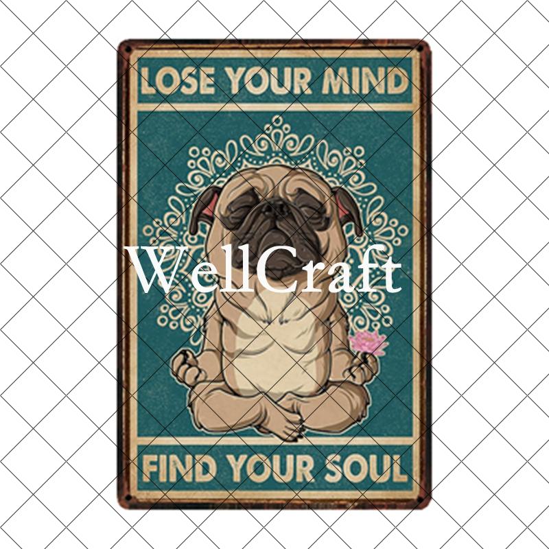 [ WellCraft ] Pet Friend Pug Boxer Dog Life Rules Tin Bath Soap  Metal Signs Posters Vintage Wall Plaque Custom Pub Decor WX-29