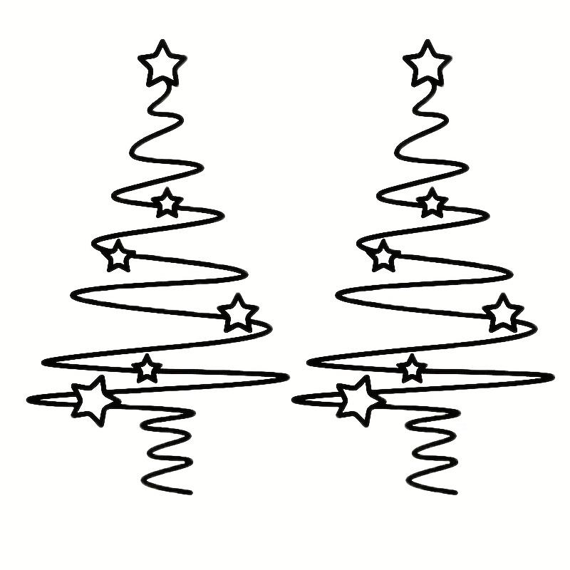 2pcs Christmas Tree Wall Art - Wrought Iron Metal Christmas Tree Wall Decor Ornament with Star Pattern, Perfect Choice for Indoor/Outdoor Decoration