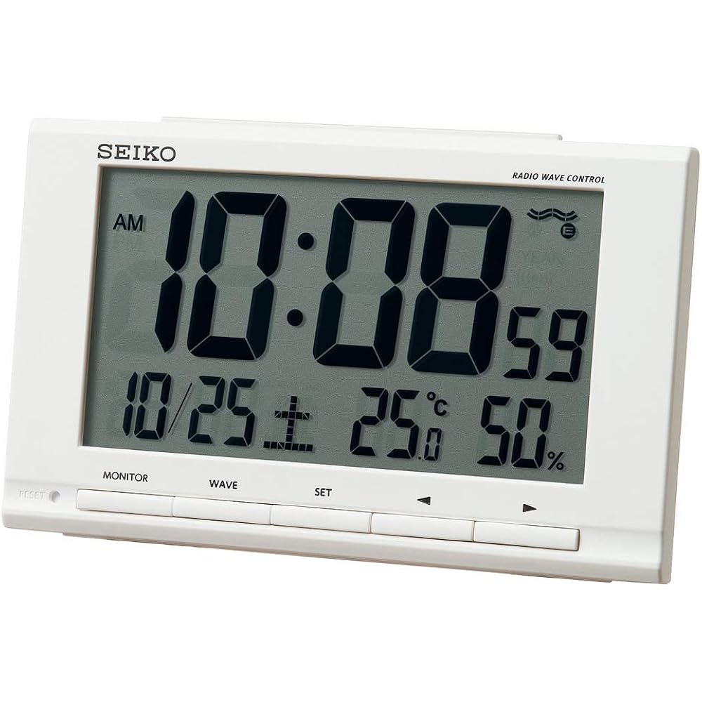 Seiko Clock (Seiko Clock) Table Clock White Body Size: 9.1 x 14.8 x 4.7 cm Alarm Clock Radio Wave...