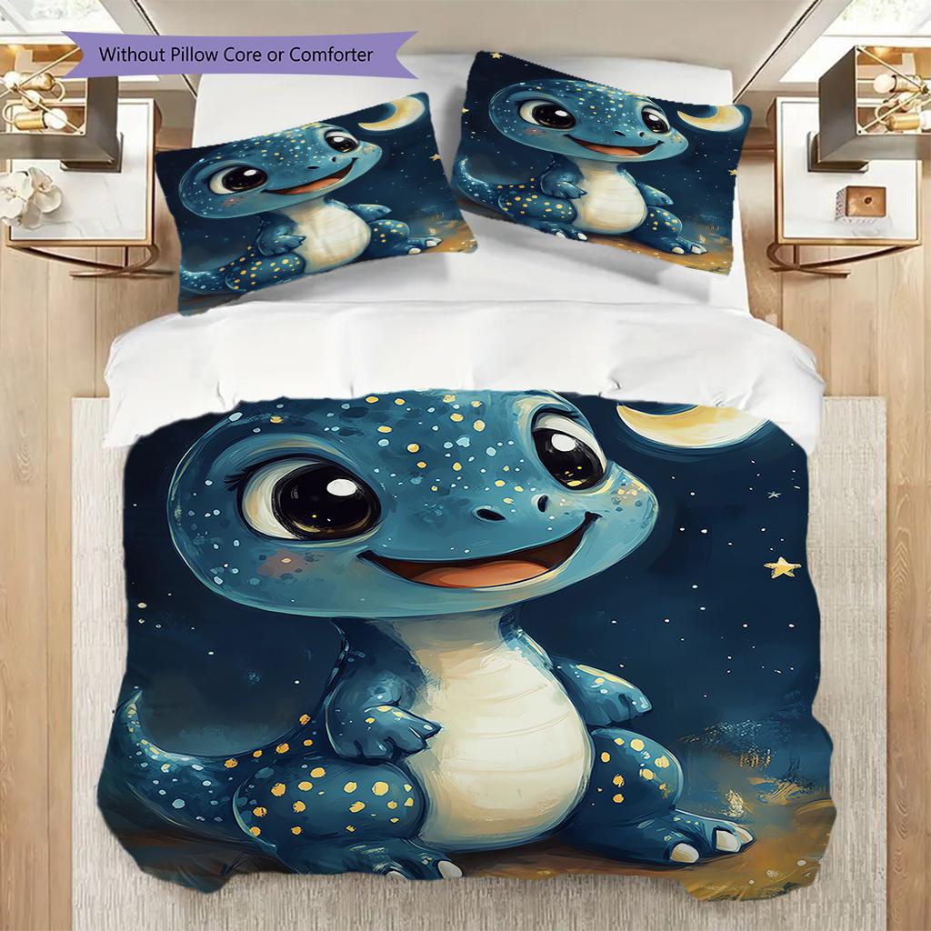 Dinosaurier-Muster Bettwäsche Steppdecke Set Bettbezug Kissenbezug Heimdekoration Geburtstagsgeschenk (1 Bettbezug + 2 Kissenbezüge, ohne Füllung)