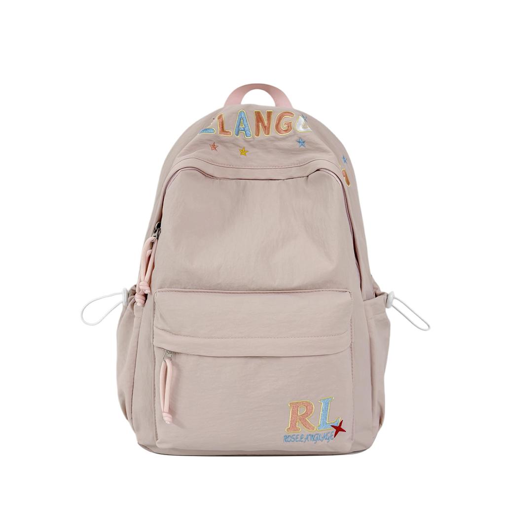 Schoolbag New American Backpack Embroidered Letters High Value Junior High School Student High School Student Schoolbag Women's Simple Travel Backpack