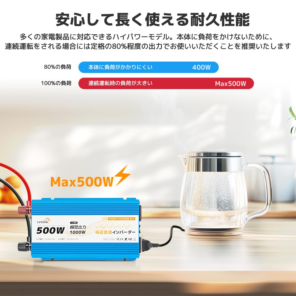LVYUAN Sine Wave 12V 500W DC 12V to AC 100V 2 AC 2 USB Car Car Camping Outdoor Disaster Earthquake Preparedness Supplies Instruction Manual