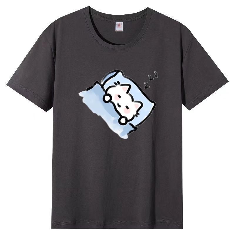 Dámské léto Populární tričko s krátkým rukávem Bavlna Prodyšné Volný top Potištěné tričko Ležérní