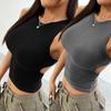 Débardeurs moulants courts sans manches de couleur unie pour femmes sexy pour le printemps et l'été