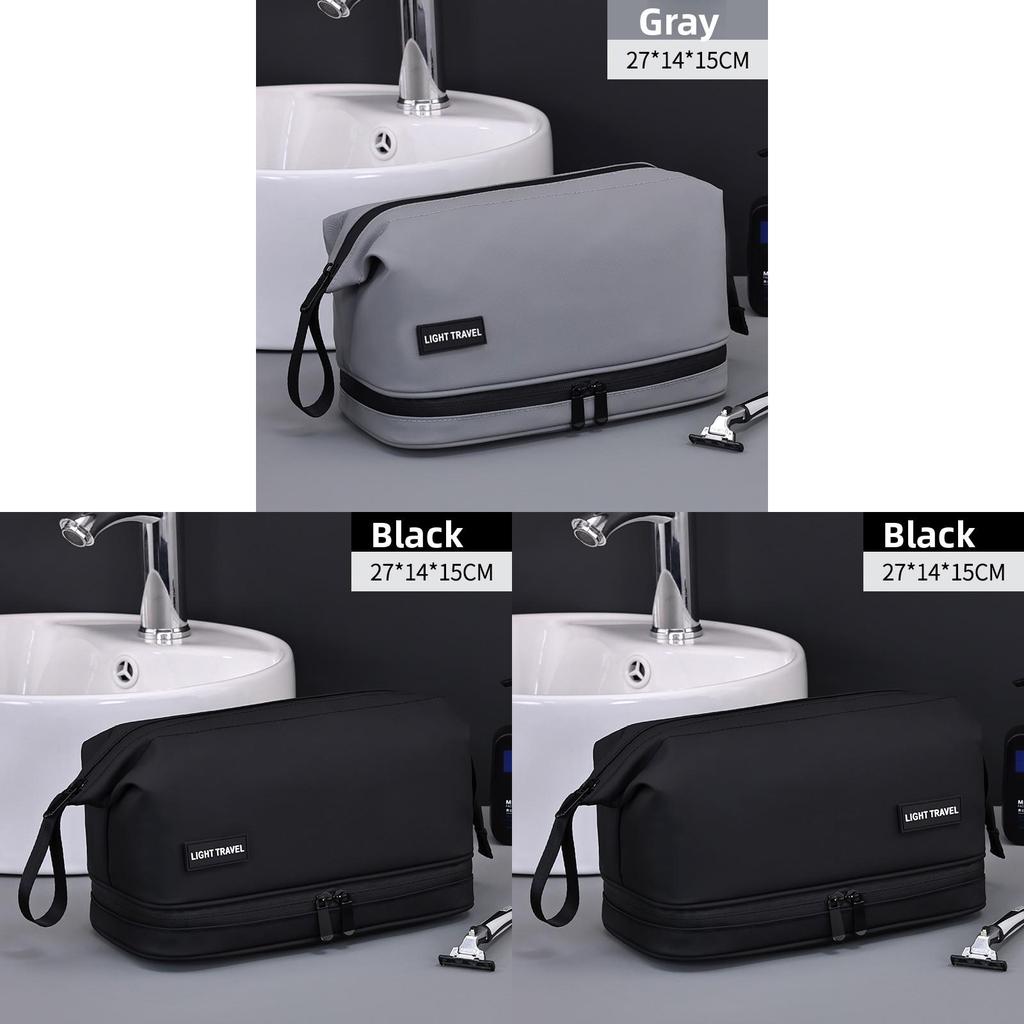 Urban Minimalist Leathereffect Double Layer Travel Toiletry Bag With Waterproof Storage For Men And Women