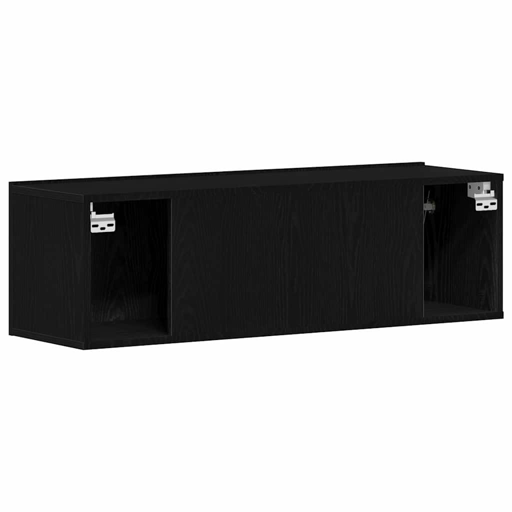 TV Cabinet in Black Oak Look 100 x 30 x 30 cm Engineered Wood