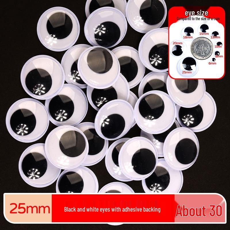 Kids' DIY Colored Eye Stickers for Crafting: Animal-Themed Black and White Eyeballs
