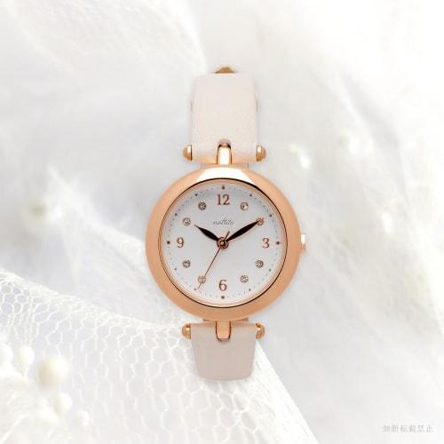Fieldwork Women's Analog Watch with Leather Strap, Simple, Lightweight, Flat Crown, Pimar White, JN036-1