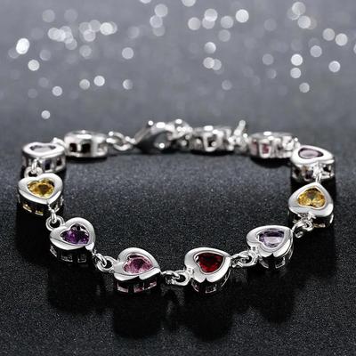 Cute   Copper Elegant Charm Bracelets Chain Beautiful Crystal Stone Drop Jewelry Fashion for Women Wedding Lady