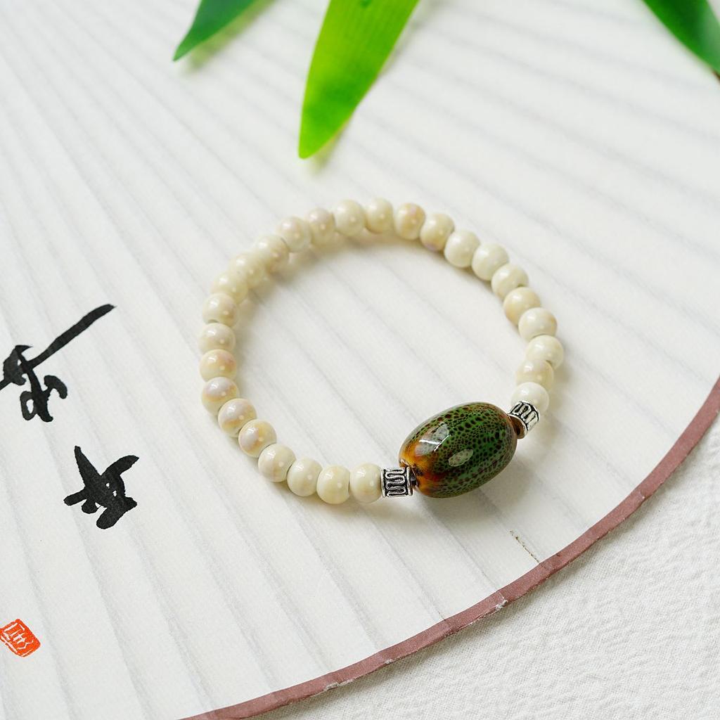 Literary Bracelet Maillard Color Jingdezhen Ceramic Bracelet Female Gift Student National Style Creative National Style Accessories