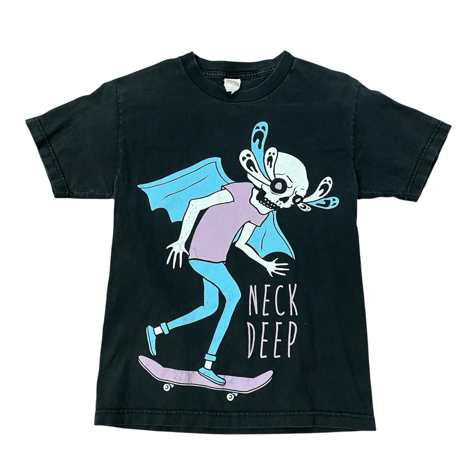 Vintage Neck Deep Pop Punk Band Tour 2014 T-Shirt Small Blink 182 Hardcore Black Unisex T-Shirt XXXL