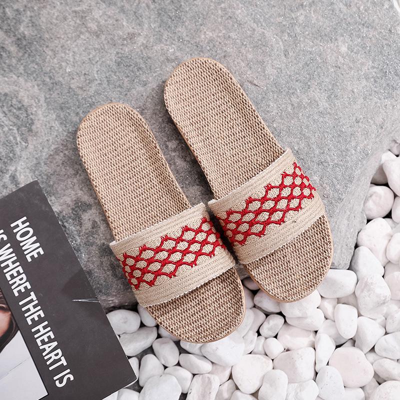 Unisex Summer Linen Slippers: Non-slip Indoor Sandals for Home and Office.
