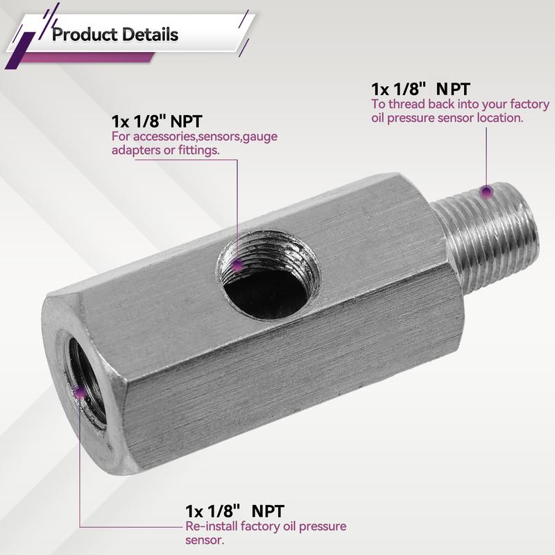 For BMW For VW Stainless Steel Oil Pressure Sensor Adapter 1 8 NPT to Turbo Feed Line Oil Tee Fitting Adapter Gauge T O ring Pad