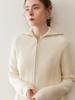 Women's Retro Cashmere Stand Collar Cardigan - Double Zipper, Long Sleeve, Age-Reducing Base Layer Top