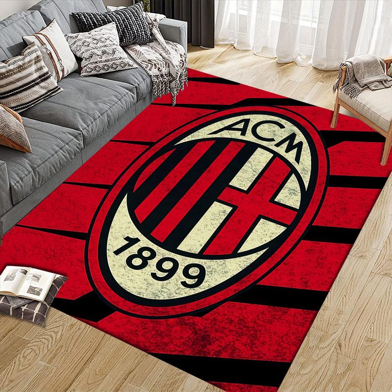 Schwarzer ACM Flanell Bedruckter Teppich, Heim Sofa Dekoration für Wohnzimmer & Schlafzimmer, Rutschfeste Spiel Flanell Bodenmatte für Spielzimmer