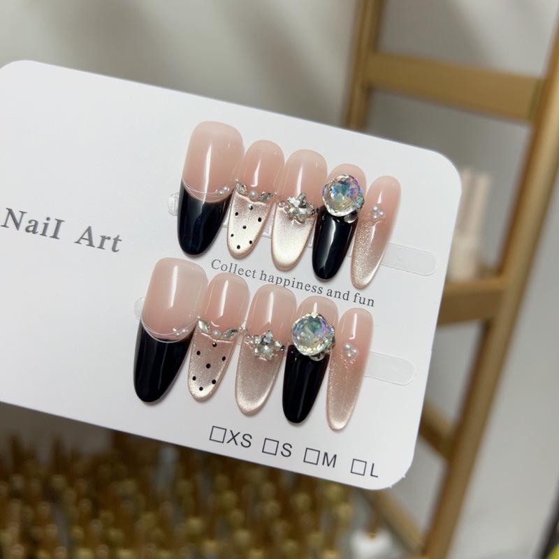 

Ароматные Ногти Кошачий Глаз в Горошек 3D Отбеливающие Темперамент Богини Длинные Ручной Работы Накладные Ногти