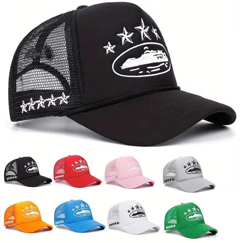 Five Star Embroidered Cotton Mesh Hat Men's Trendy Retro Baseball Hat Hip Hop Hat Women's Sports and Leisure Hat Decorative Hat