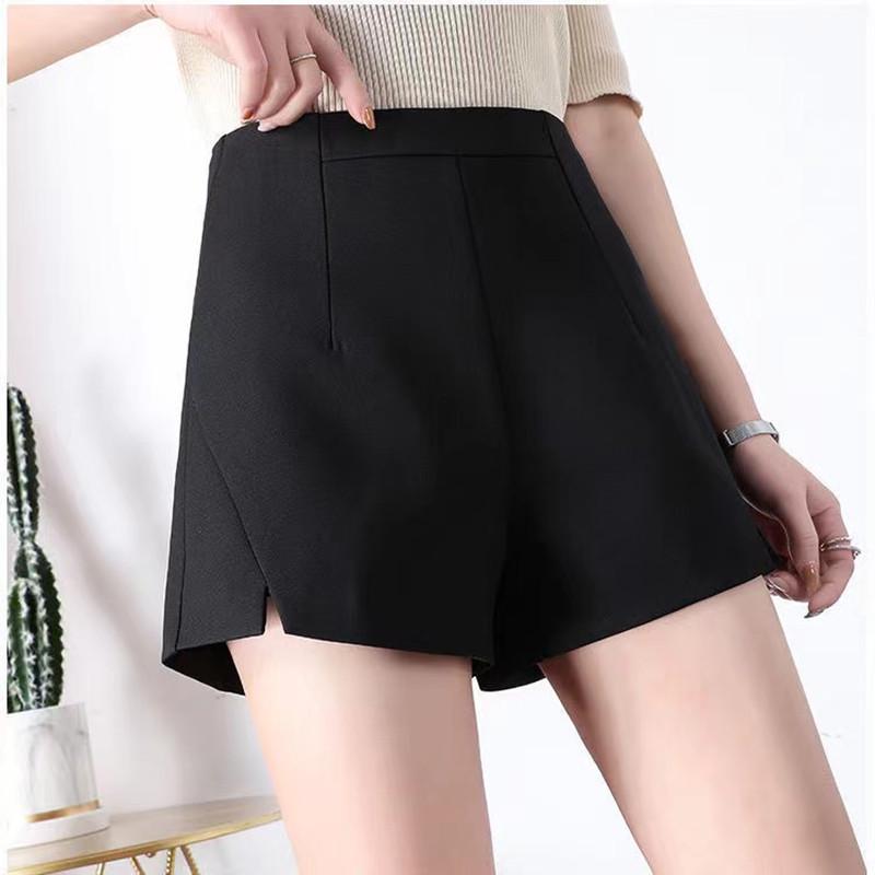 

2024 Женские шорты костюмные летние белые А-силуэта с высокой талией, облегающие, цвета хаки L чёрный