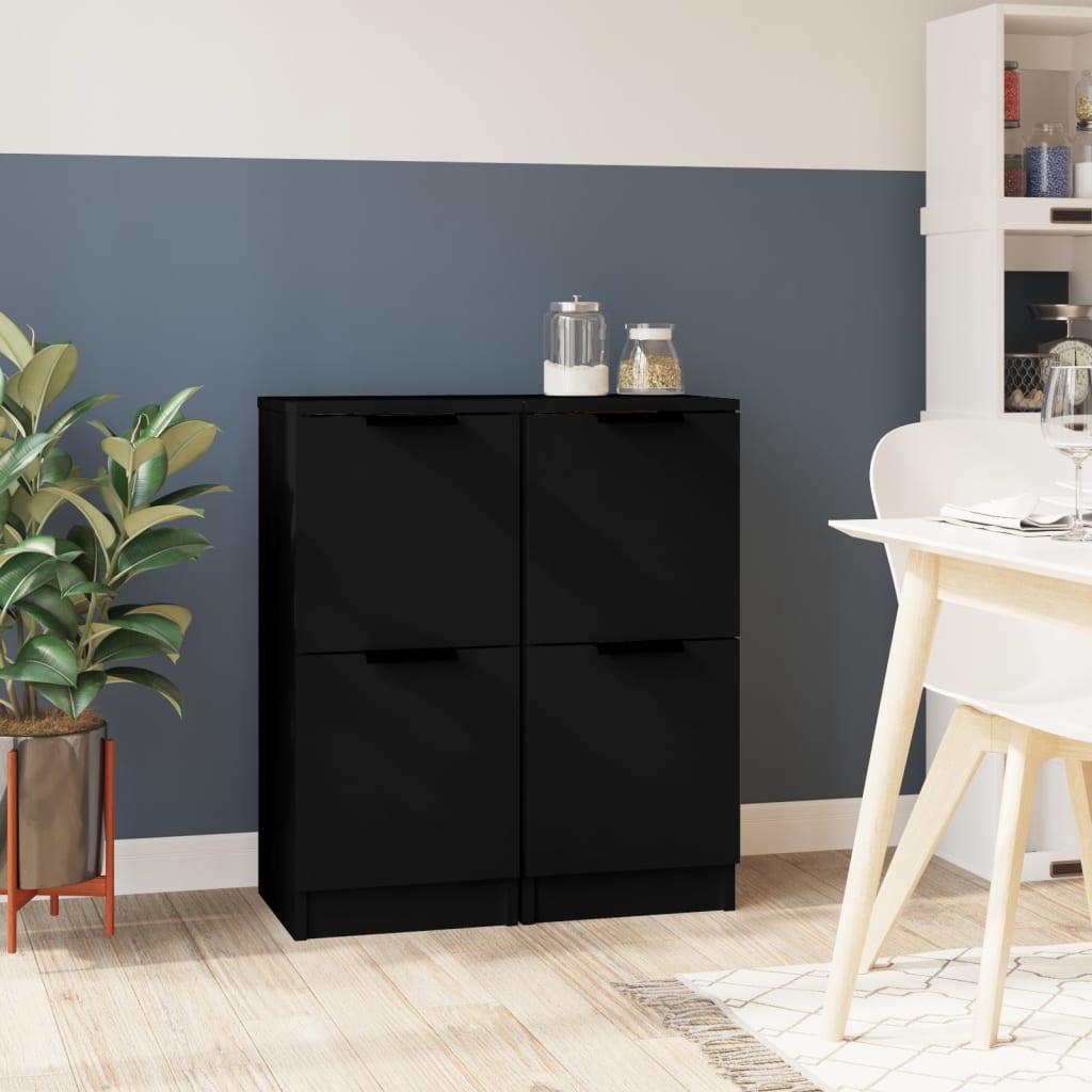 Sideboards 2 pcs Black 30 x 30 x 70 cm Engineered Wood