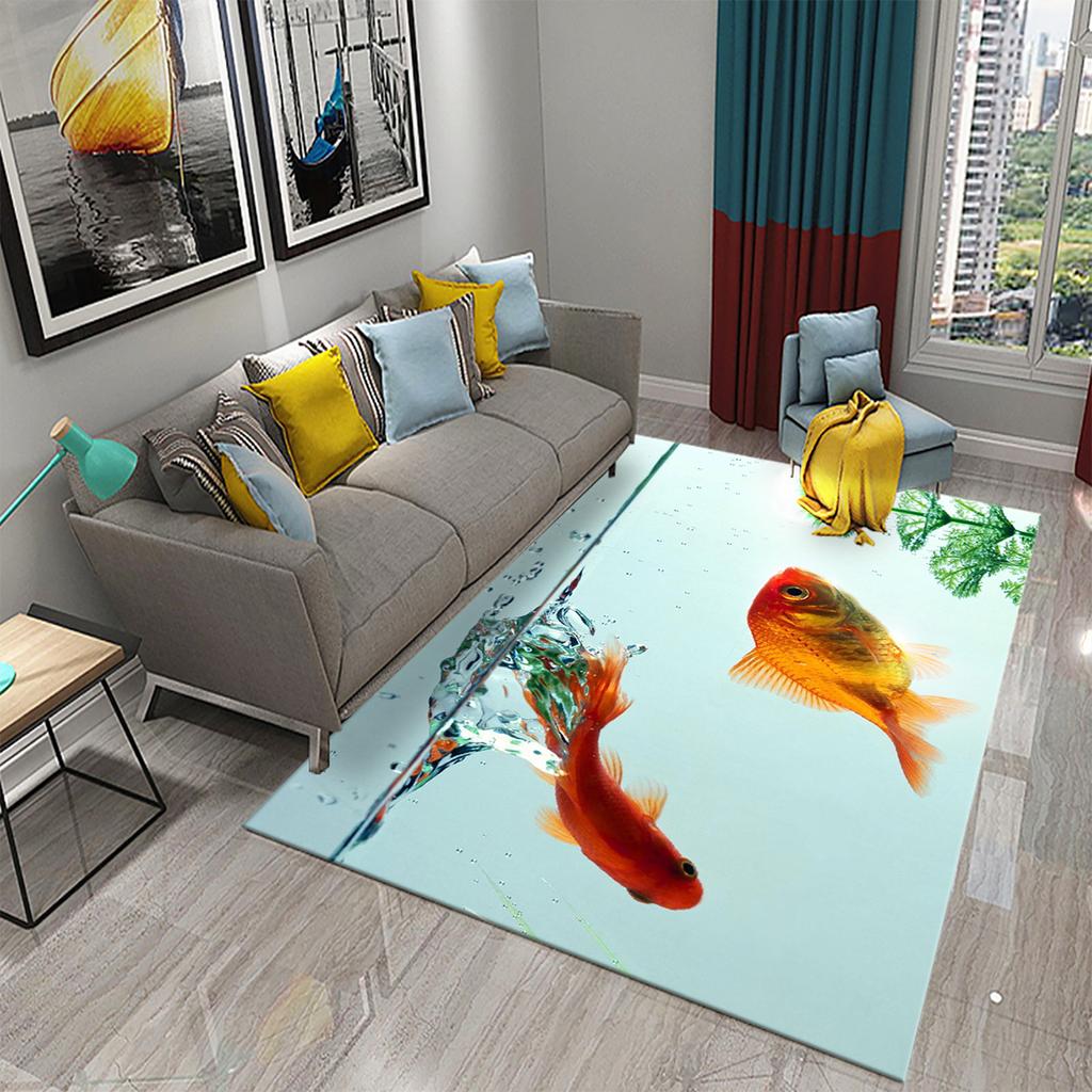 Living Room Kitchen Bedroom Entrance Rug Home Gift Cute Dreamy Goldfish Rug Bathroom Non-Slip Rug Mat
