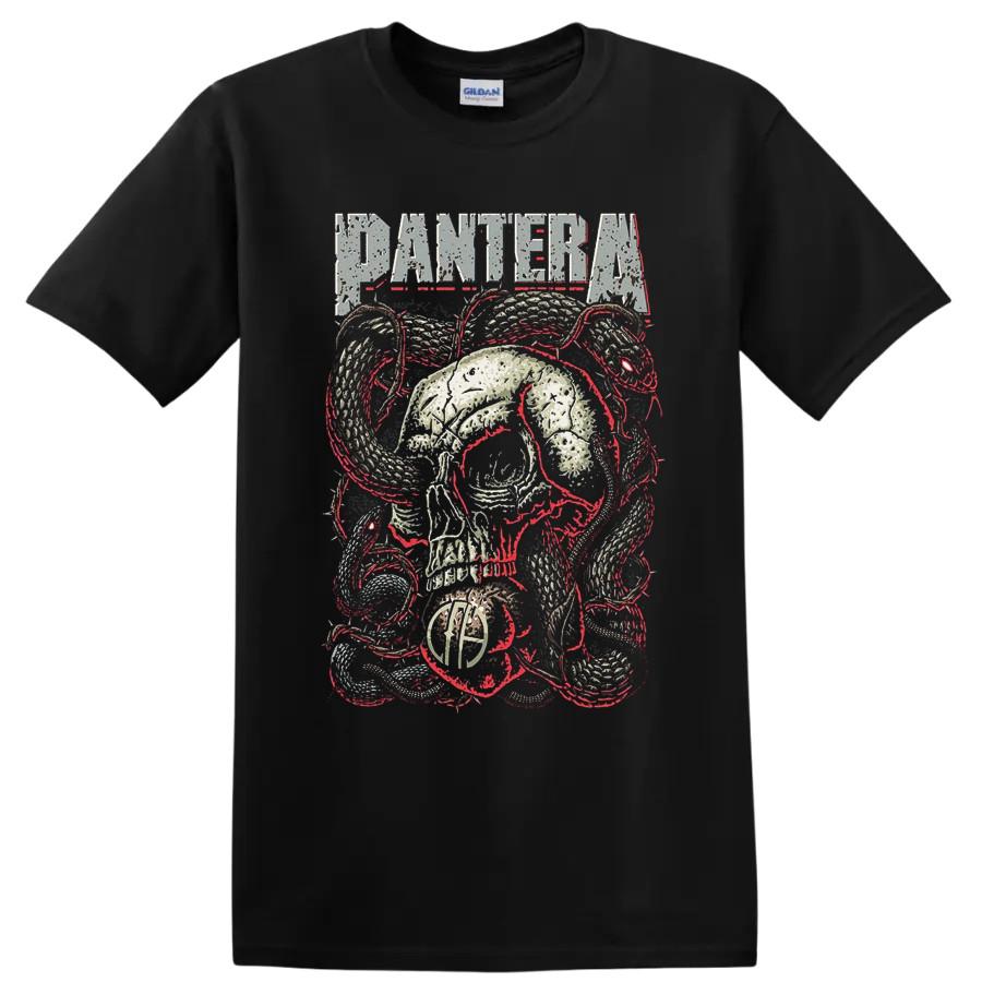 Pantera Teschio Serpente Rock Metal T Shirt Grafica Pesante Maglietta Band