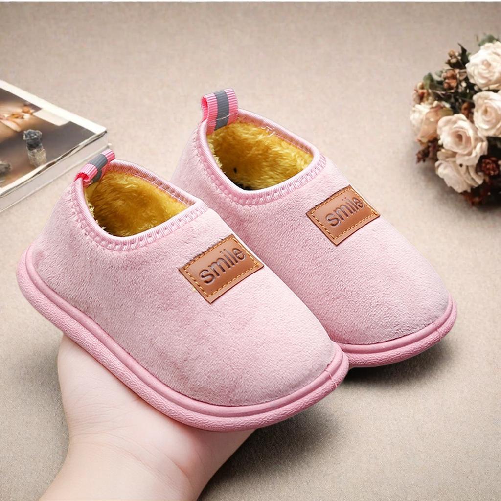 Children's cotton shoes bag head slippers winter velvet soft sole classmates indoor cute children's cotton slippers home cotton shoes