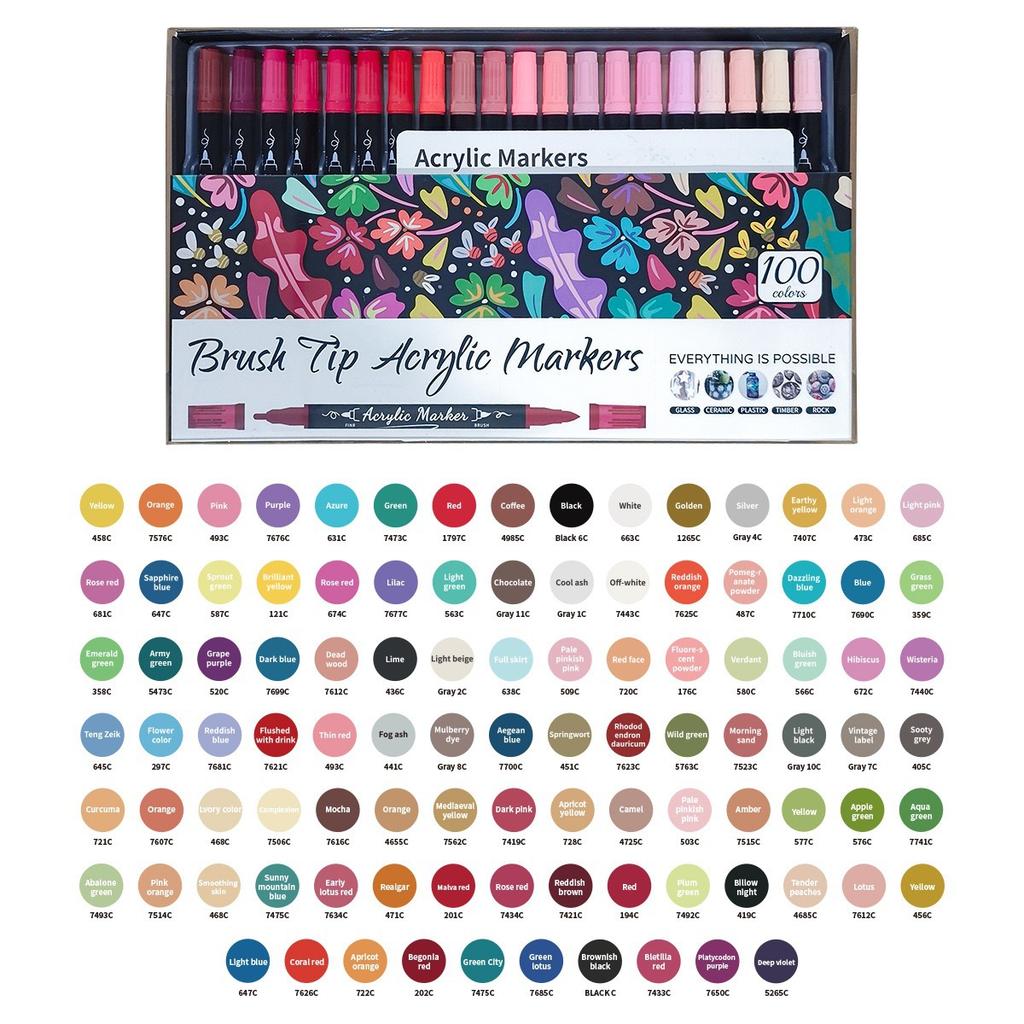 Acryl Verf Markers Waterdicht Dubbele Tip Acryl Verf Pennen met Kwast en Fijne Tip Markers Set voor Papier DIY Knutselprojecten Maken