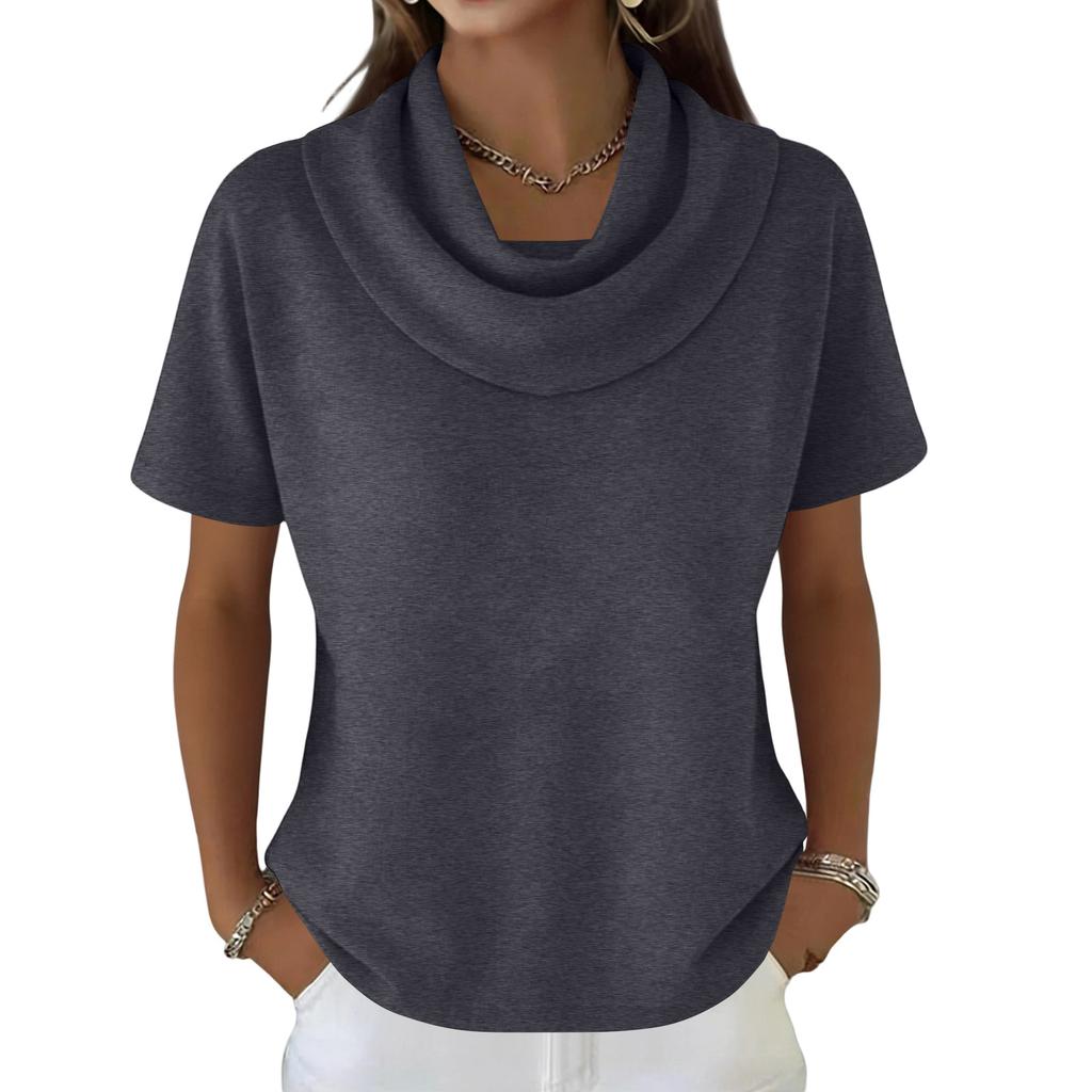 Women's Casual And Fashionable Round Neck Short Sleeved Color Top Sweater