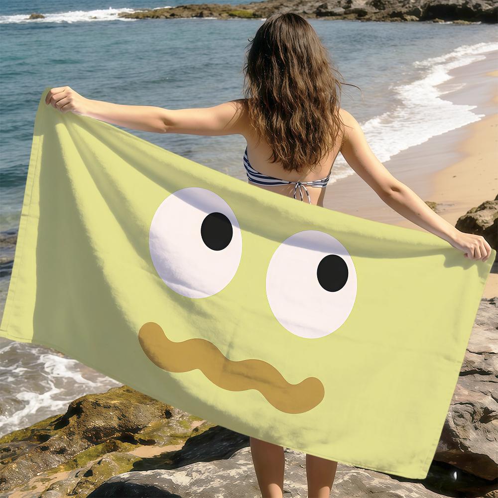 Funny cartoon face art cute meme Towel soft Dry Beach Towels Trip Towel swim Summer Holiday Vacation bathing Pool Camp Gift