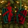 New Wine Red Fabric Gift Bag with Bow for Christmas Indoor Decoration