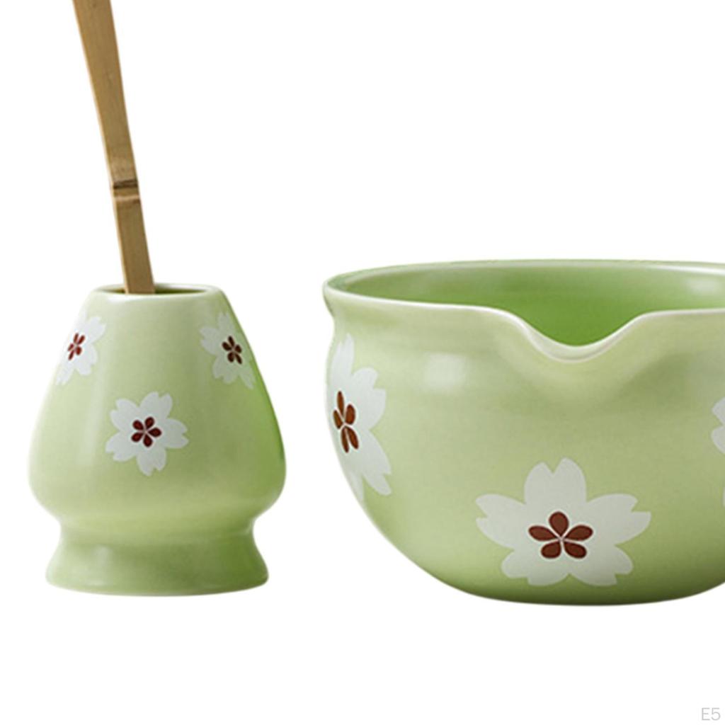 4-teiliges Matcha-Set mit Schale, Bambusbesen und Löffel zur Teezubereitung