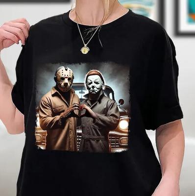 Jason and Michael Myers Halloween Heart Hands T-Shirt Myers Thriller Friday Unisex T-Shirt