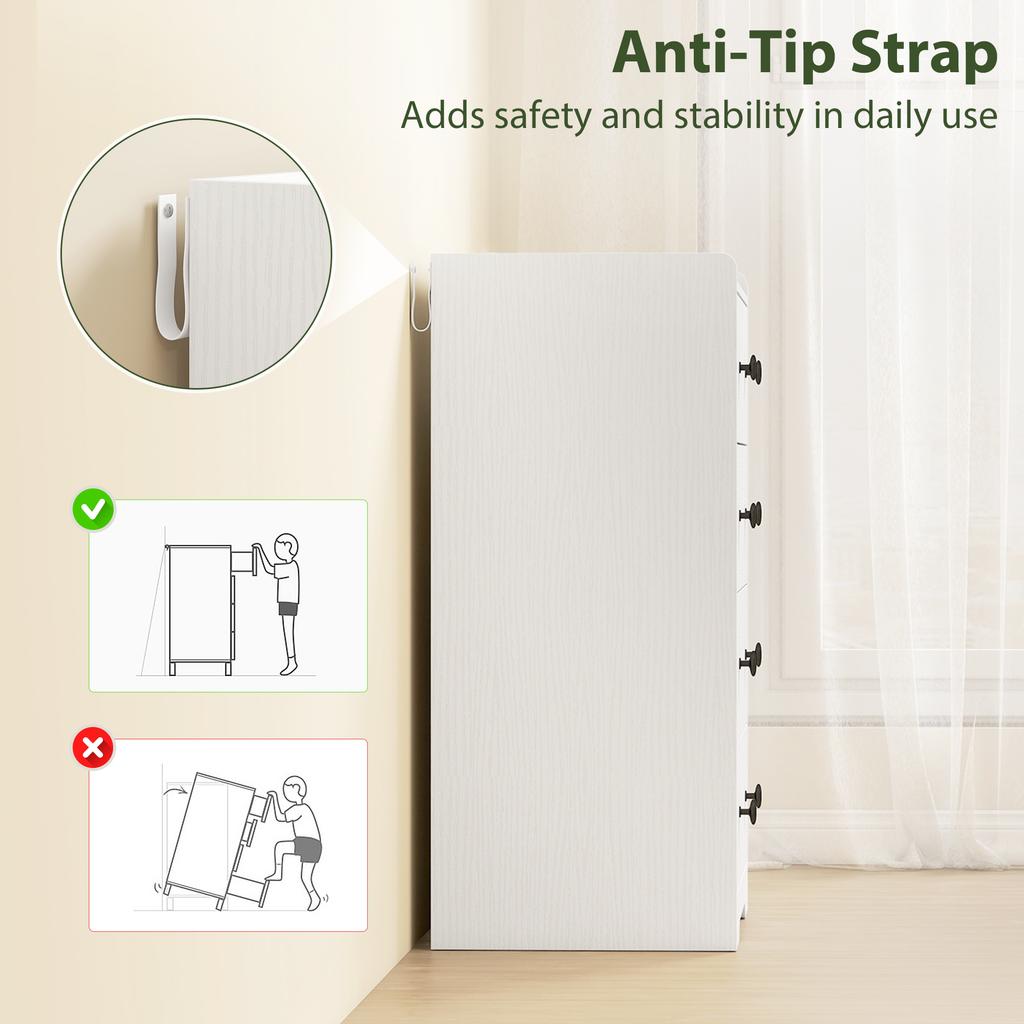 4 Drawer Chest Of Drawers Modern Dresser For Bedroom Storage Cabinet For Living Room Entryway White Wood Effect