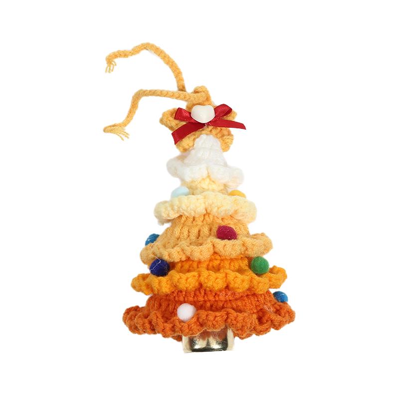 

Knitted Christmas Tree With Jingle Bell Plush Christmas Hanging Pendant Wool Crochet Christmas Trees For Christmas Party Decor 1PC