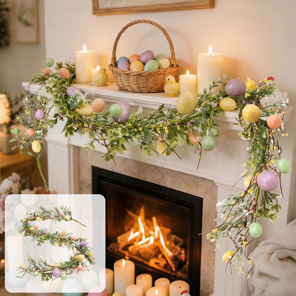 Easter Egg Vine Door Decorations, Colorful Spring Flowers For Indoor And Outdoor Home Decor, Popular Patio And Porch Decorations.