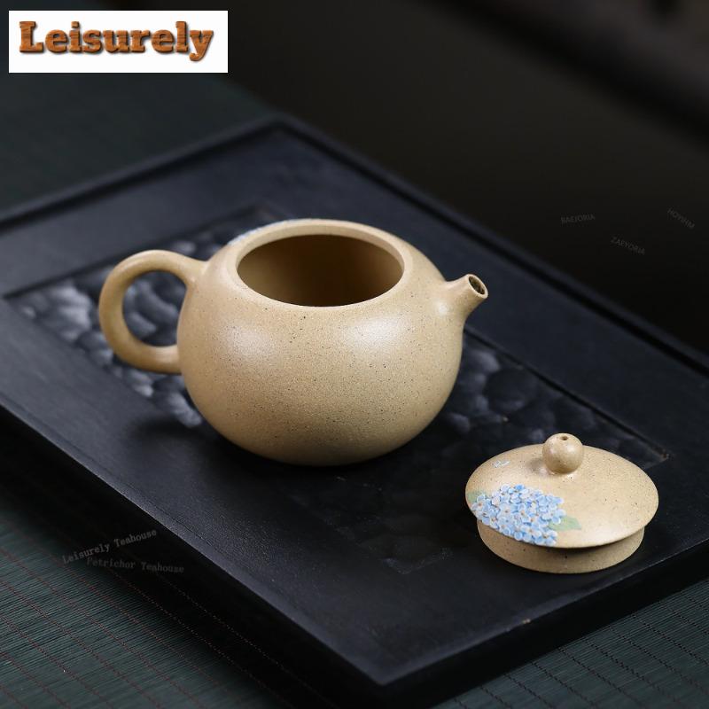 111ml Aesthetic Yixing Purple Clay Teapots Handmade Butterfly Xishi Pot Raw Ore Ben Shan Green Mud Kettle Zisha Tea Set Ornament