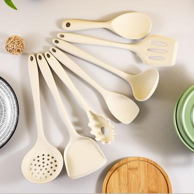 1/7 Uds. Utensilios de cocina de silicona blanca leche espátula cuchara para sopa cocina juego de espátula multifuncional utensilios para hornear