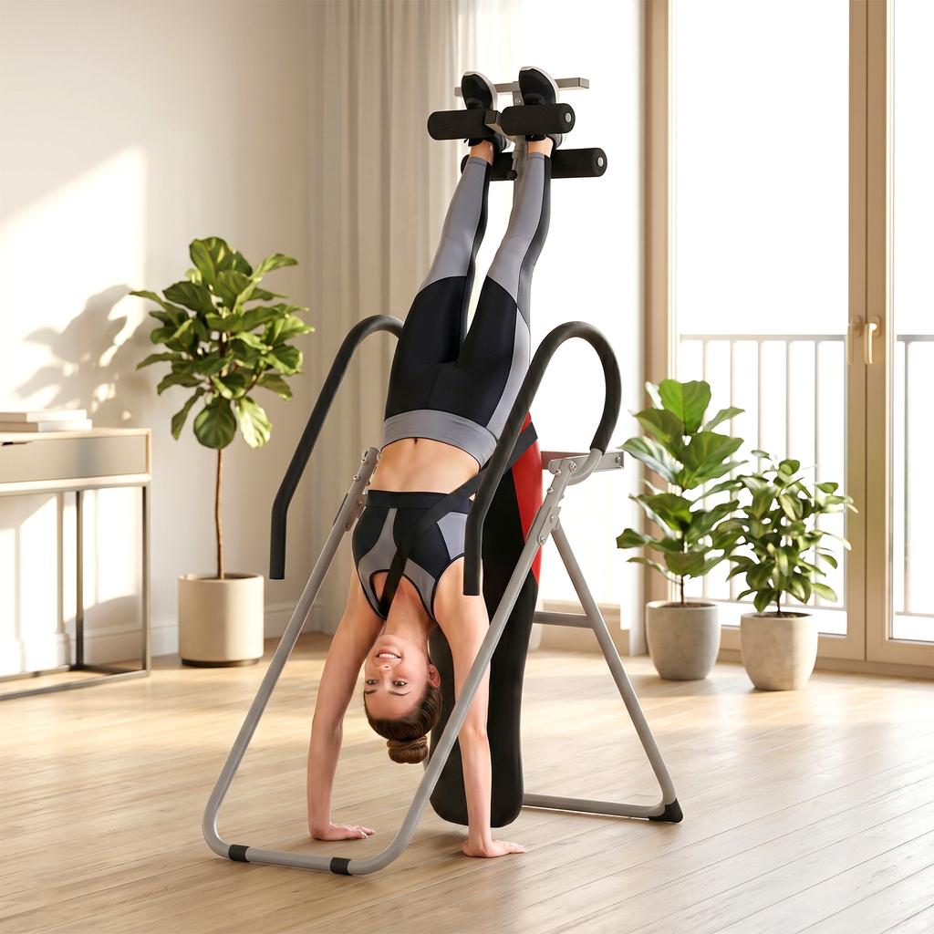 Inversion Bench, Foldable Inversion Table with Adjustable Ankle Lock, Safety Belt, Non-Slip