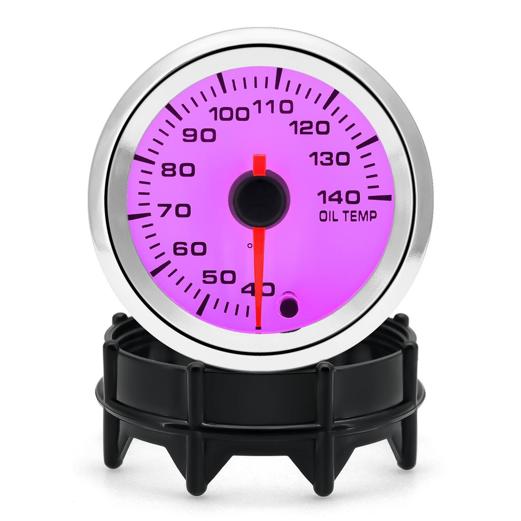 52mm Car Oil Temperature Gauge 40-140 Celsius Universal 2 Inch Meter 1/8 NPT Temperature Sensor 10mm 7 Color LED Backlight