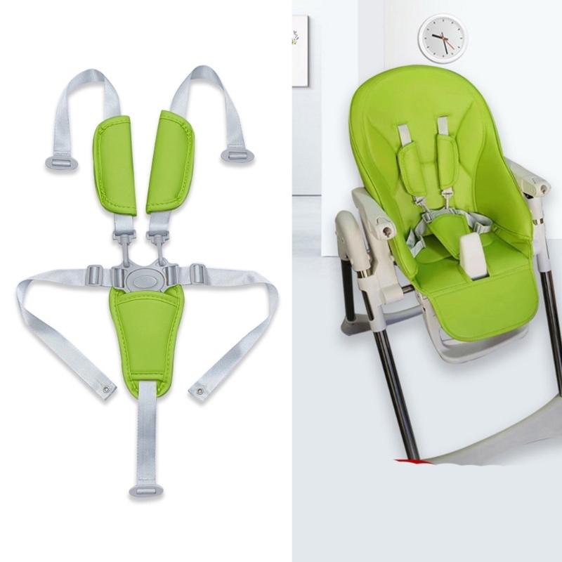 Universal 5 Point Infant Safety Belt Adjustable Length Highchair Strollers Harness Soft PU Crotch Support Nylon Straps