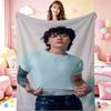 Young Man Against Purple Floral Background Theme Blanket Cozy Comfortable Throw Blanket For Living Room Sofa Bedroom Bed Lightweight Home Decor