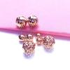 Exquisite Russian 585 Purple Gold Shiny Two-Wear Screw Ball Stud Earrings Plated Rose Gold Hollow Stud Earrings Jewelry