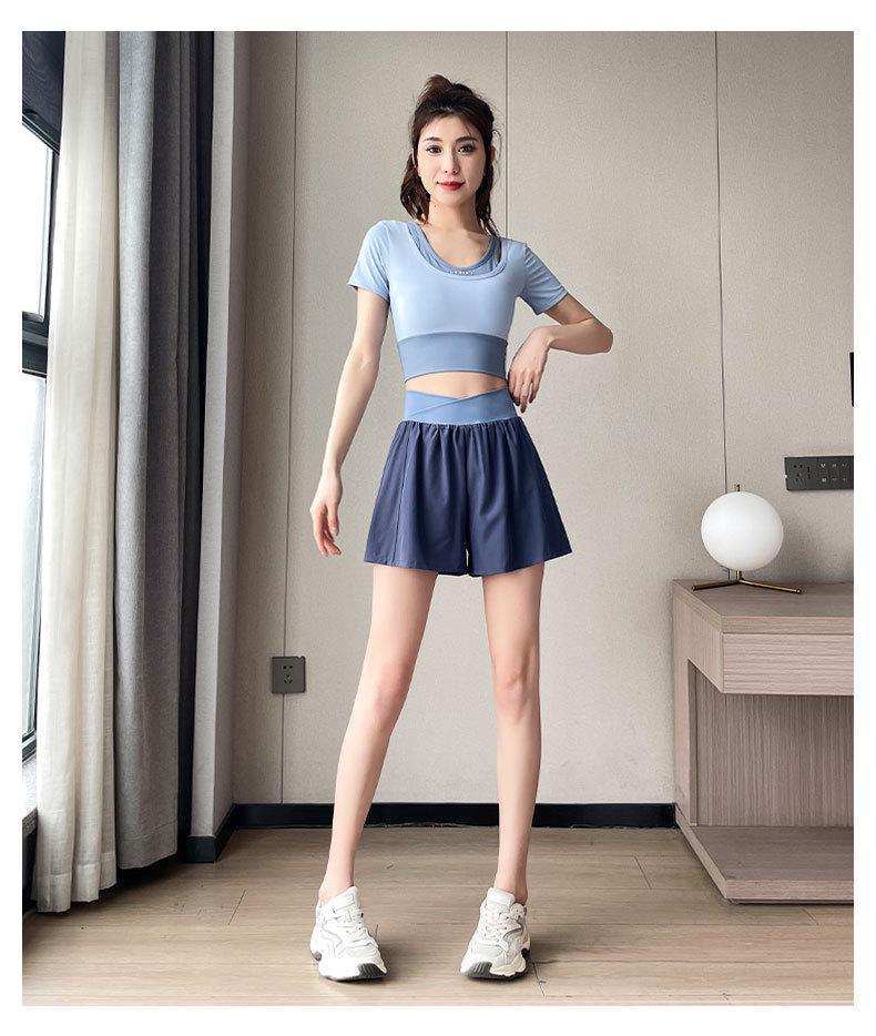 Women's Summer 2025 Running Set: Quick-Dry Fashion Gym Outfit with Yoga Shorts and Short Sleeve Top