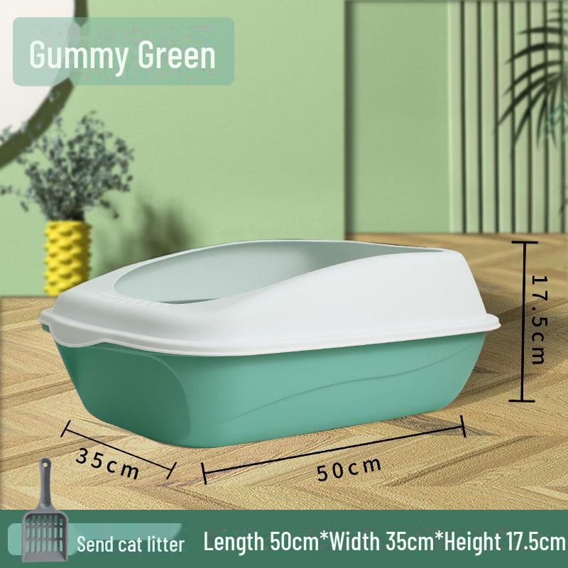 Large Semi-Enclosed Cat Litter Box with Anti-Splash Design and Shovel