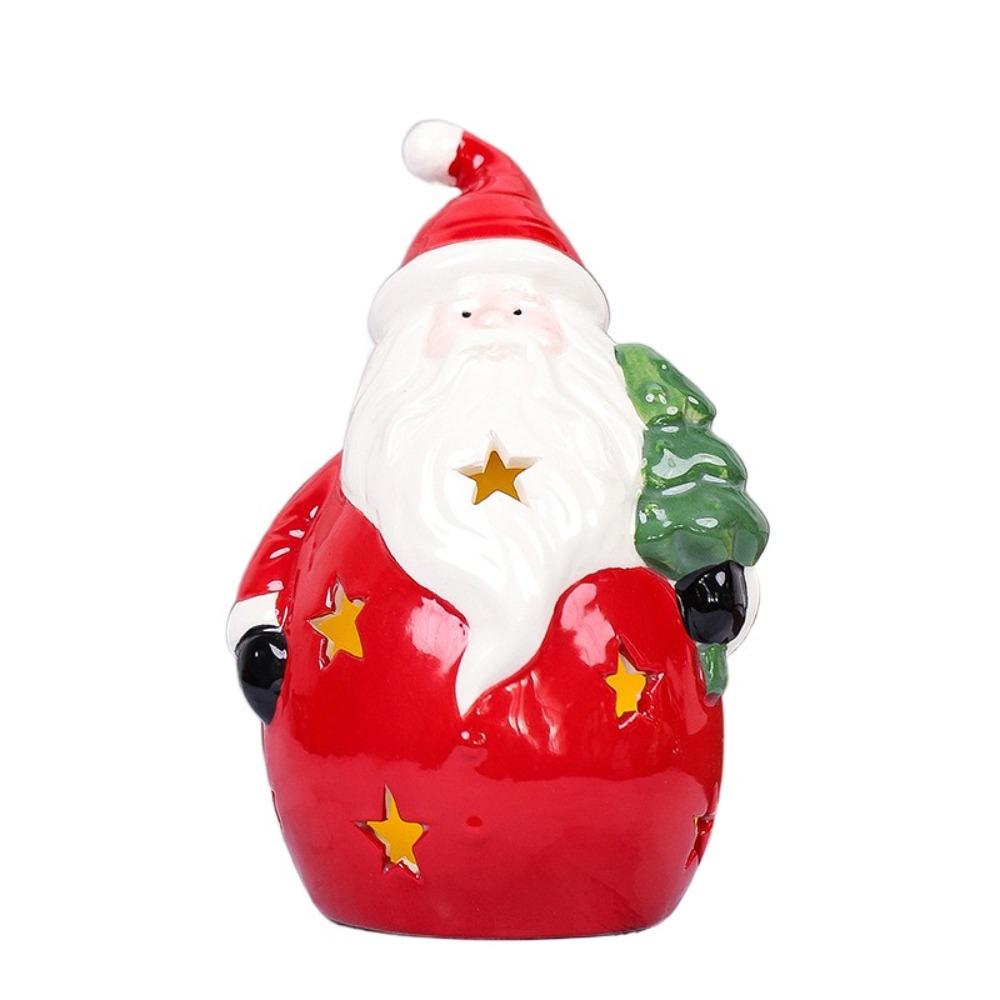 Crafts Ceramic Christmas Night Light Cute Creative Atmosphere Light Handmade Artificial Christmas Snowman Statue Gift