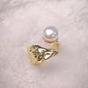 Baroque Imitation Pearl Irregular Rings for Women Men Unique Personality Design Wide Opening Rings Banquet Jewelry Accessories